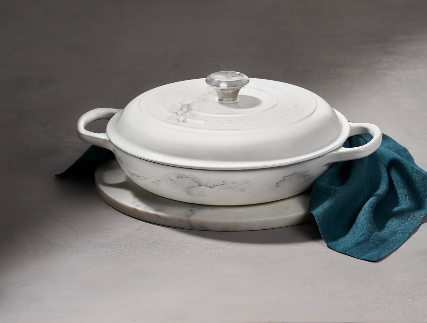 Le Creuset Enameled Cast Iron Signature Braiser, 3.5 qt., Cerise(Marble) - view 5