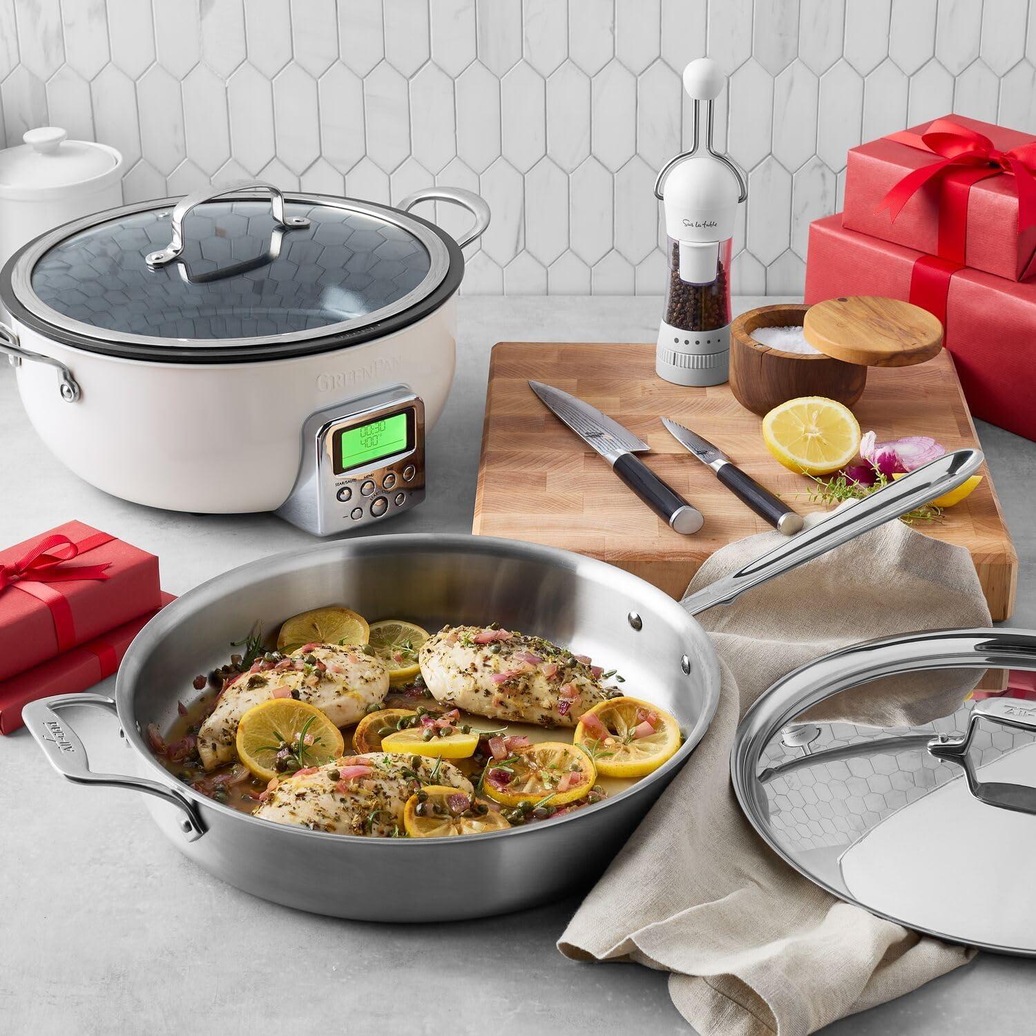 All-Clad D5 Brushed Stainless Steel Sauté Pans - view 3
