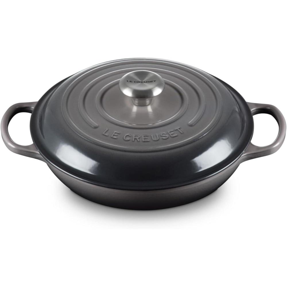 Le Creuset Enameled Cast Iron Signature Braiser, 3.5 qt., Cerise(Oyster)