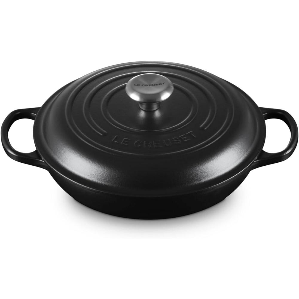 Le Creuset Enameled Cast Iron Signature Braiser, 3.5 qt., Cerise(Licorice)
