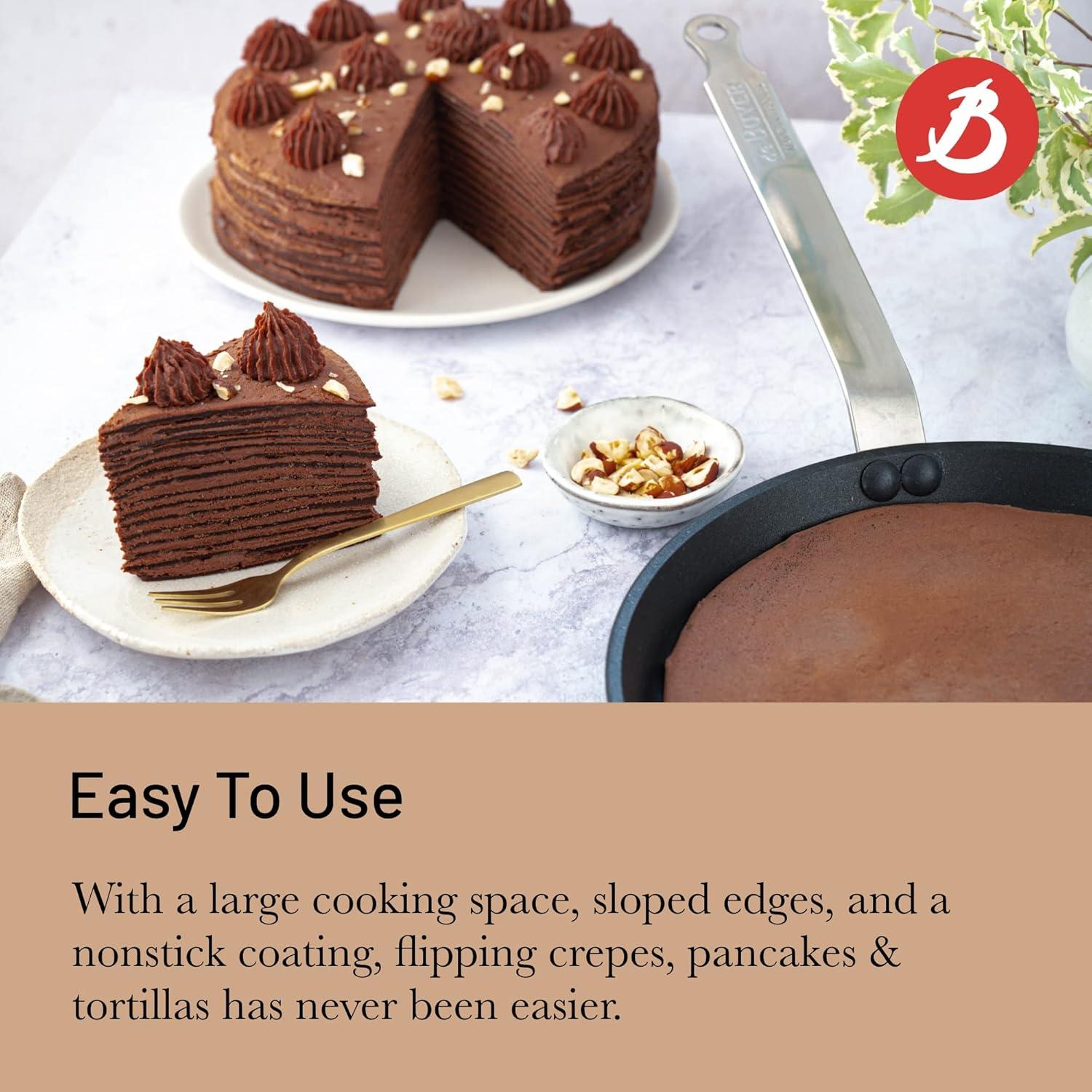de Buyer CHOC Nonstick Crepe & Tortilla Pan – 10.25 – Ideal for Making & Reheating Crepes, Tortillas & Pancakes – 5-Layer PTFE Coating – PFOA Free – Made in France - view 4