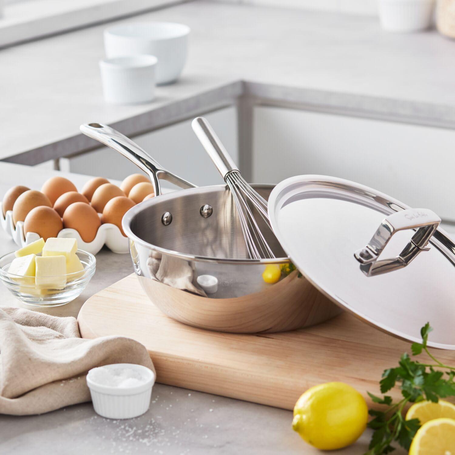 Sur La Table 3.5-Qt 5-Ply Stainless Steel Chef Pan with Lid – Professional-Grade Cookware for Even Heating & Precision Cooking, Oven & Induction Compatible, Ergonomic Handle, Drip-Free Rim - view 2